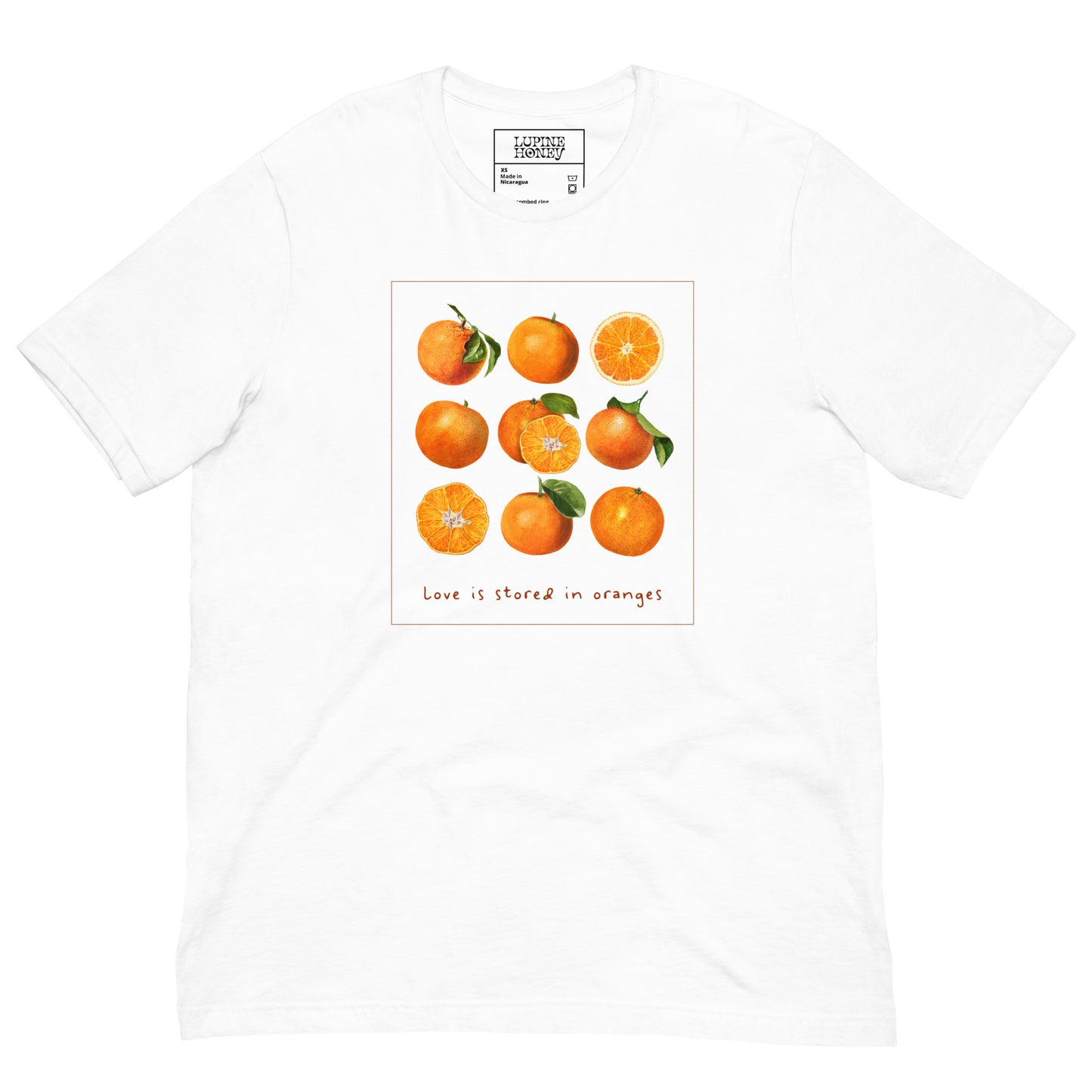 Love is Stored in Oranges Unisex t-shirt