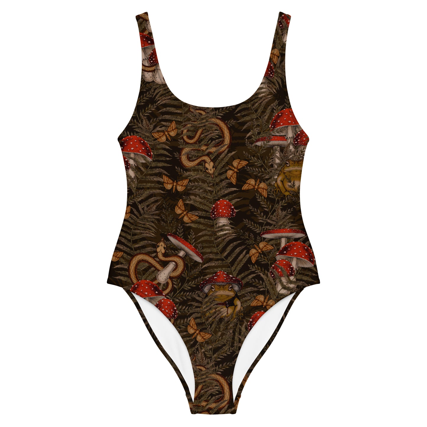 Magic Frogs (dark version) One-Piece Swimsuit