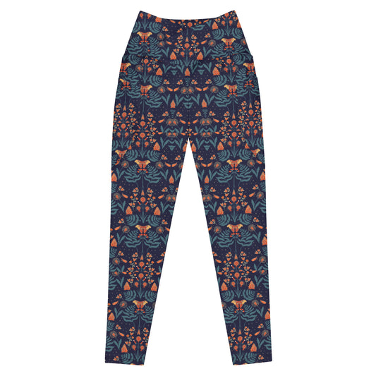 Ferns and Butterflies Crossover leggings with pockets