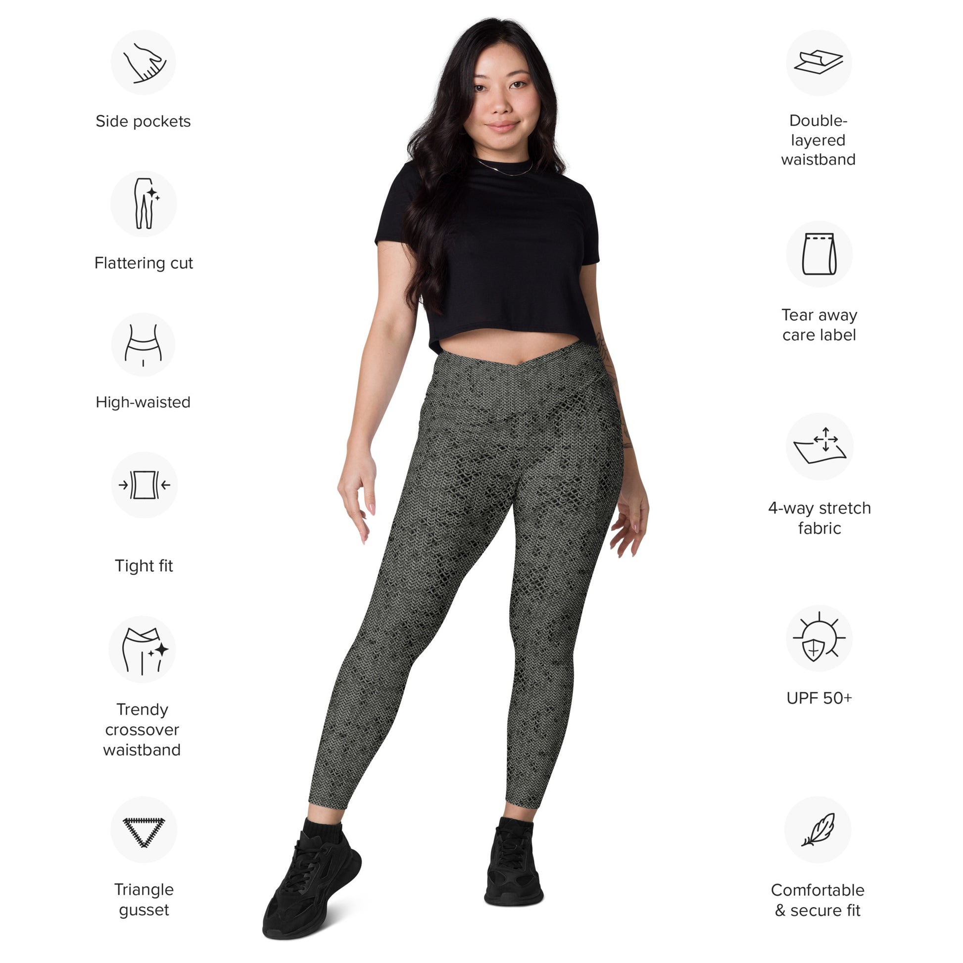 Chain Mail Crossover leggings with pockets – Lupine Honey