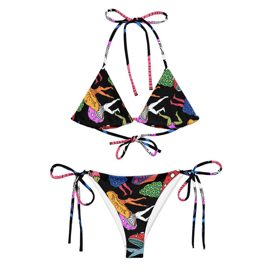 Mushroom Party All-over print recycled string bikini