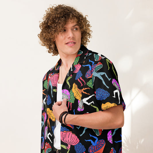 Mushroom Party Unisex button shirt