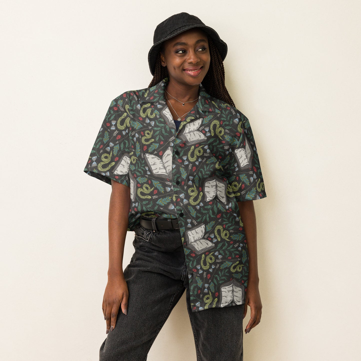 Snakes and Books Unisex button shirt