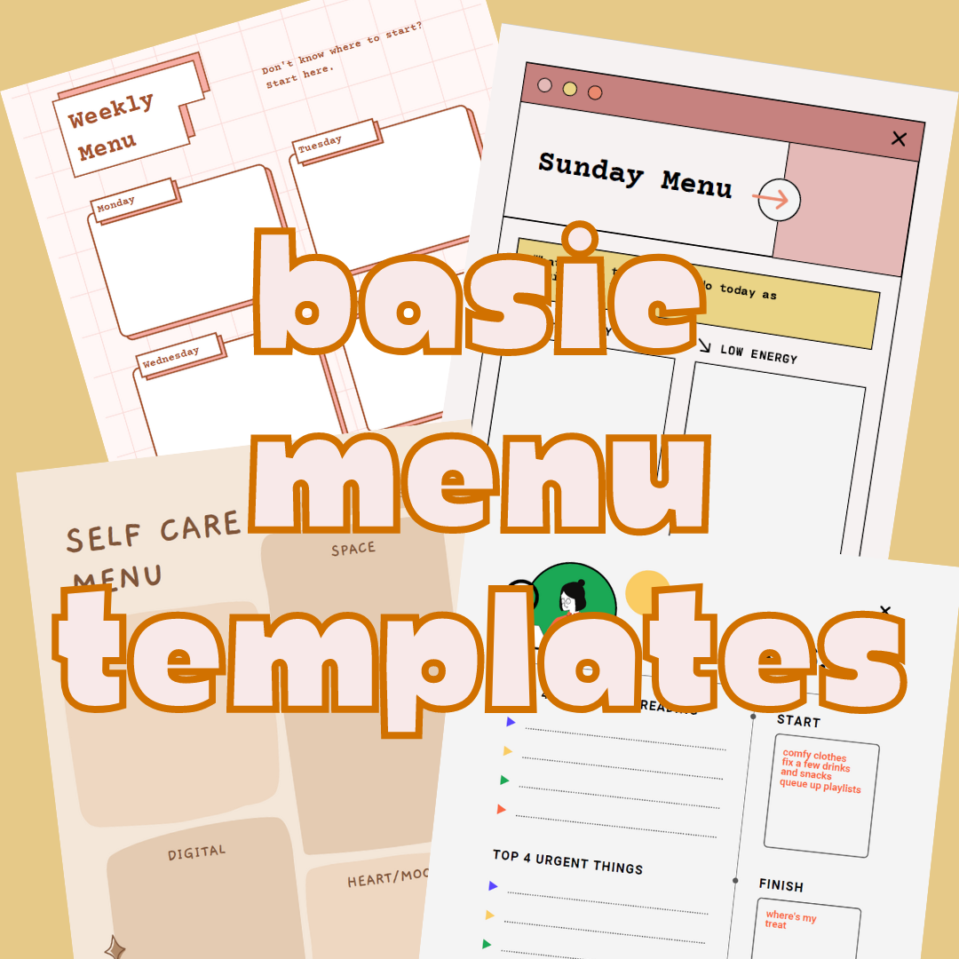 Bullet Journal Basic Menus Lupine Honey